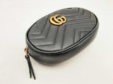 Gucci Gg Marmont Black Matelassé Leather Oval Belt Bag Fw1124oxzsa