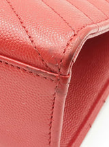 Yves Saint Laurent Envelope Flap Bag In Red Quilted Grained Leather Fw1225przdu