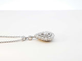 1.51 Cttw Diamond Teardrop Halo & 14k White Gold Station Necklace 4.4 Grams 17 Inch Fw0826erxdu