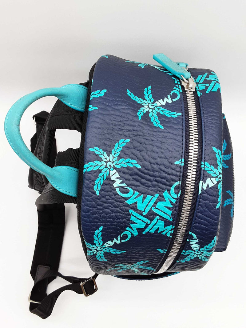 Mcm Stark Ceramic Blue Gradation Palm Canvas Backpack Do0625wxzde