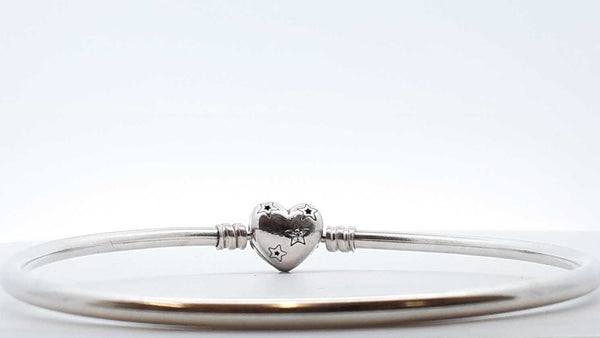 Pandora .925 Silver 10.5g Celestial Heart Bangle Bracelet Lh1025oede