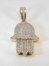 2.34 Cttw Diamond Pavé & 10k Yellow Gold Hamsa Pendant 15.8 Grams Fw0426lpxzdu