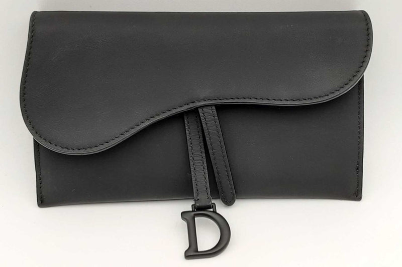 Christian Dior Ultramatte Black Leather Saddle Pouch With Chain Eb1024sxzsa