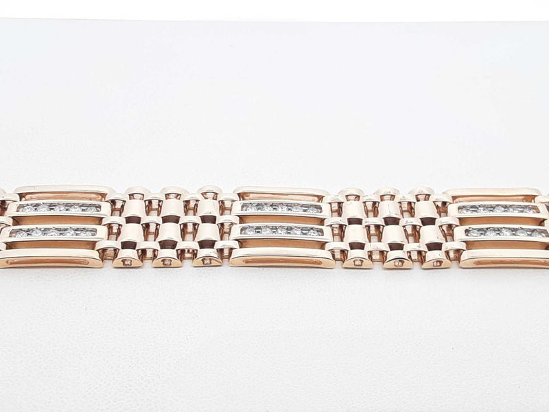 1.80 Cttw Diamond & 14k Gold Alternating Link Bracelet 48g 8.5 Inch Fworzxdu