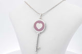 Tiffany & Co. 925 Purple Enamel Heart Key Pendant Necklace 7.5 Grams Eb0426exsa
