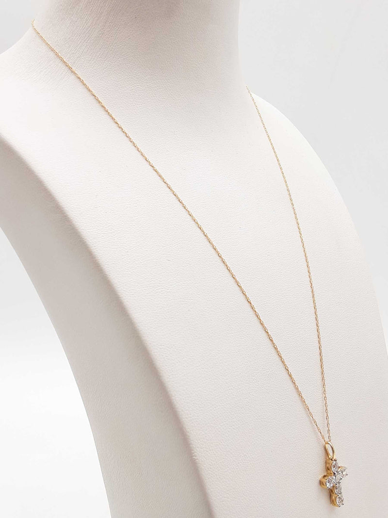 0.95 Cttw Lab Grown Diamonds 14k Yellow Gold 1.8g Cross Chain 18 In Do0525wwode