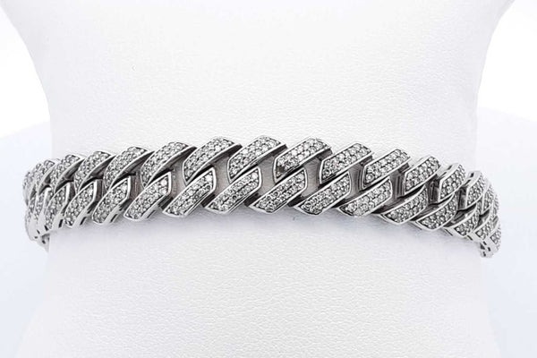 8.97ctw Diamond Cuban Link Bracelet 10k White Gold 27.3g 8.5 Inch Eb0225lwxzsa