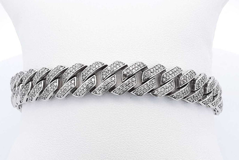 8.97ctw Diamond Cuban Link Bracelet 10k White Gold 27.3g 8.5 Inch Eb0225lwxzsa