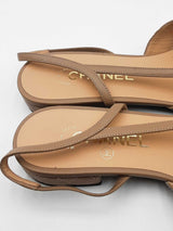 Chanel Quilted Lambskin Patent Cap Toe Cc Slingback Flats Size 39 Eb1225lrxdu