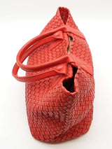 Bottega Veneta Red Intrecciato Leather Cabat Tote Bag Eb0326lwxzde