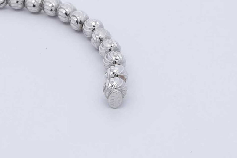 14k White Gold Ball Bead Moon Cut Cuff Bracelet 5.9 Grams Eb1024ocrsa