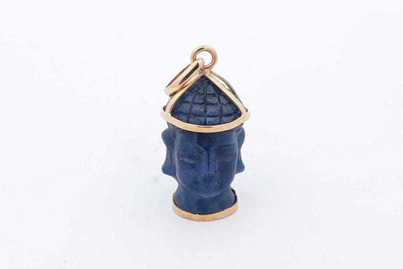 Blue Stone Buddha Pendant In 18k Yellow Gold Setting 2 Grams Eb1224irsa