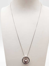 Purple Black Pearl 14k White Gold 3.5g Circle Pendant Chain 18 In Do0326oxzde
