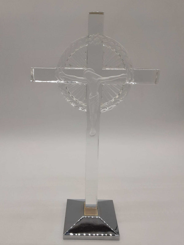 Laique Frame Crystal Glass Cross Metal Base Collectible Do0924oxzde