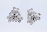 14k White Gold Trio Of Plumeria Blosoms Stud Earrings 2.4 Grams Eb0226rxde
