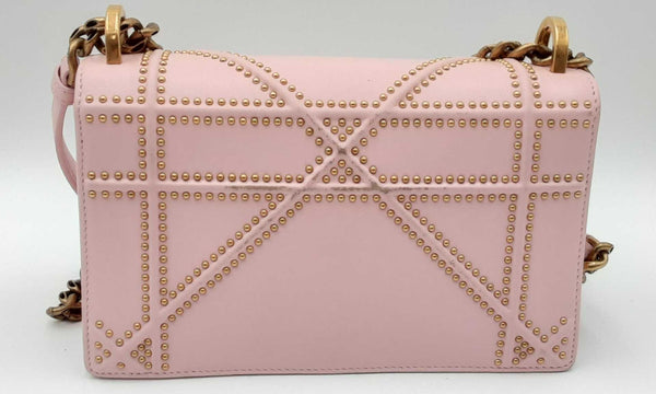 Christian Dior Pink Leather Studded Diorama Crossbody Bag Eb0524ixzdu