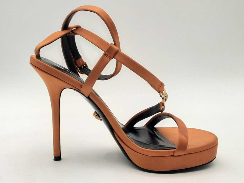 Versace Medusa '95 Satin Sandals 115 Mm Brown Size 37 Aa0825lzxsa