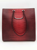 Alexander Mcqueen The Tall Story Red Degrade Croc Embossed Tote Bag Eb0726exzsa