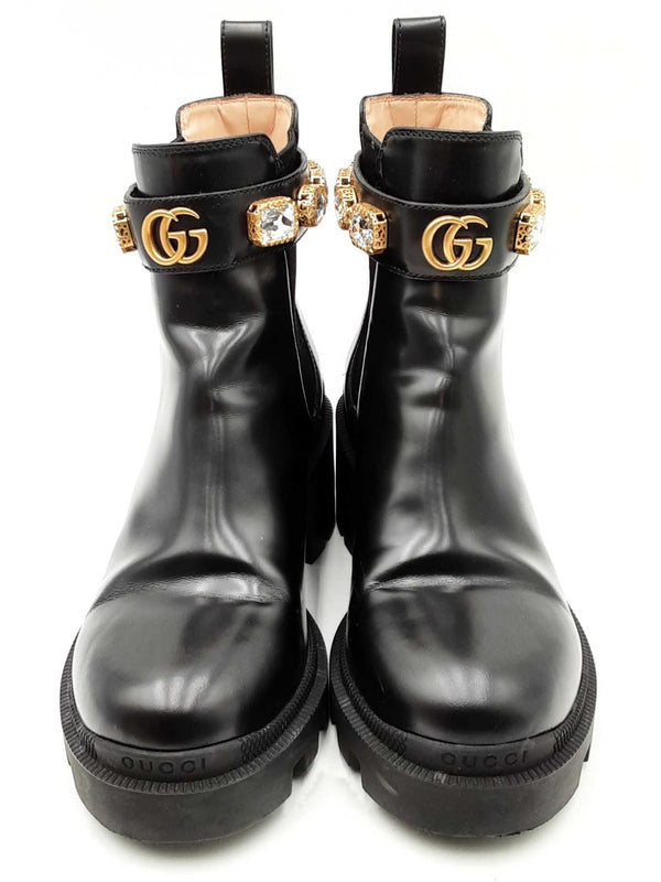 Gucci Chelsea Black Leather Boots Size 35.5 Eb0924lpxdu