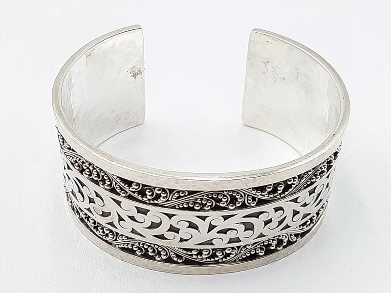 Lois Hill 0.925 Sterling Silver 73.1g Wide Cuff Bracelet 6.5 In Do0724wxdu