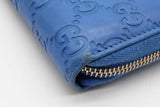 Gucci Gg Monogram Blue Leather Zip Around Wallet Eb0626lrxde