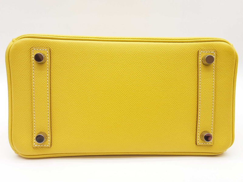 Hermes Birkin 25 Candy Lime Yellow Epsom Gray Interior Handbag Do0525lixzxde