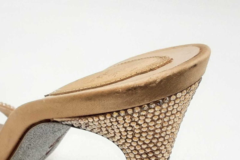 Rene Caovilla Cleo Satin Crystal Heels Size 38.5 Eb0425lxzsa