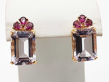 14k Yellow Gold Pale Amethyst 6.8g Rectanglular Stud Earrings Do0125crde
