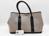 Hermes 36 Garden Party Gray Coated Canvas Black Leather Tote Bag Do1125wcrde