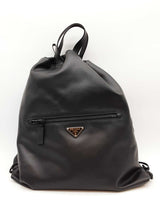 Prada Black Leather Drawstring Backpack Eb0626lxxzde