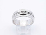 O.99 Cttw Channel-set Diamond & 14k White Gold Band 7.4 Grams Size 8 Fw0425wzxdu