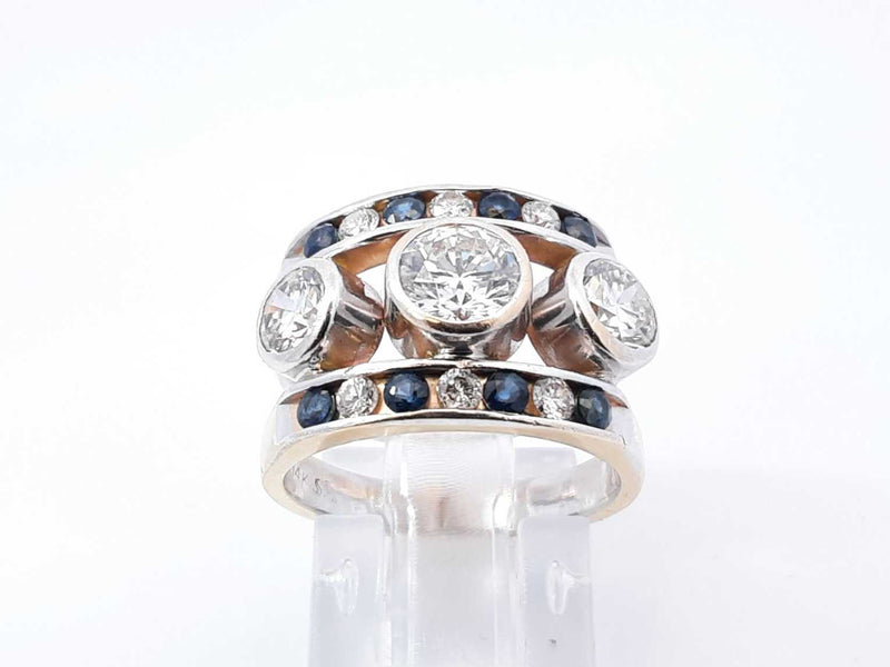 2.08 Cttw Diamond & Topaz Ring In 14k White Gold 8.9 Grams Size 5 Fw1124wwxzdu