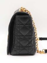 Christian Dior Caro Large Shoulder Bag In Black Quilted Calfskin Fw1225lxzxdu