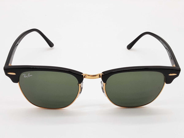 Rayban Rb3016 Clubmaster Black Goldtone Frames Green Lens Sunglasses Do0525rxde