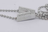 Diamond Letter V Pendant Bolo Necklace In 18k White Gold 16.9 Grams Eb0226lorzsa