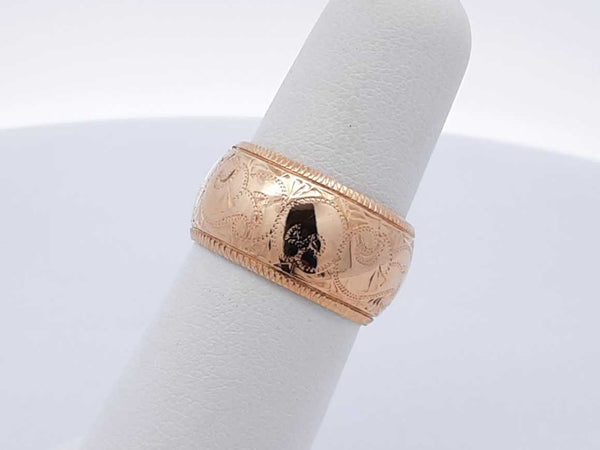 14k Yellow Gold Etched Scroll Coin-edge Ring 10.1 Grams Size 5.5 Fw0425wrzdu