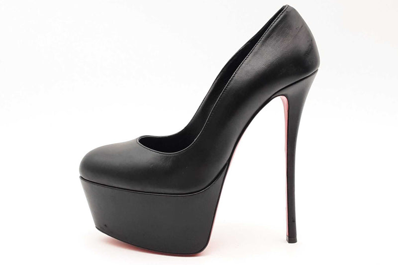 Christian Louboutin Dolly Alta Leather Platform Pumps Size 37.5 Eb1024lrxsa