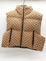 Gucci Gg Tan Canvas Puffy Vest Size S Do0326lxzxde