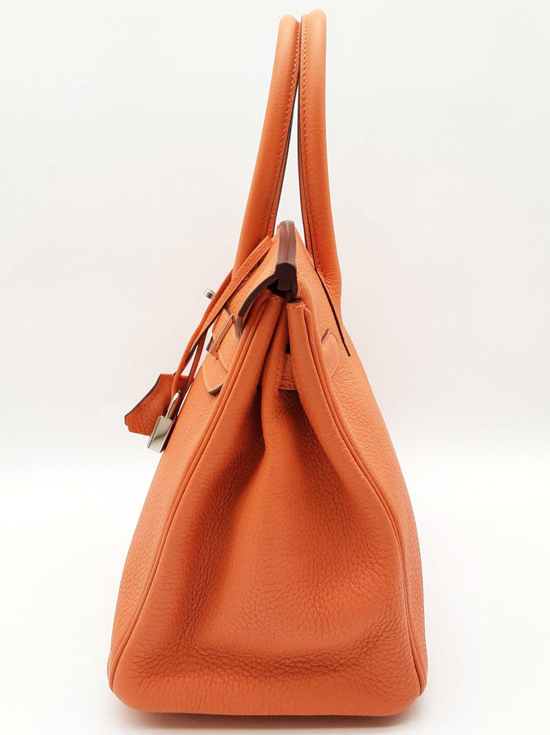 Hermes Birkin 30 Orange Clemence Palladium Hardware Handbag Do0825llxzxde