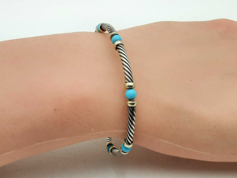 David Yurman Sterling Silver & Gold 6 Inch Bracelet Sd0325ozxsa