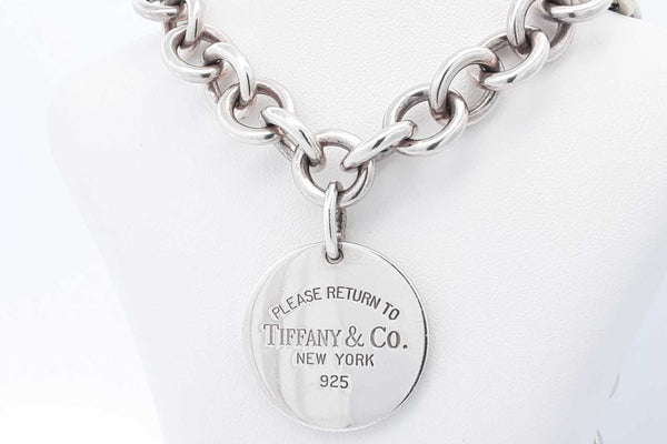 Tiffany & Co. 925 Please Return To Tiffany Round Tag Necklace 64.2g Eb0824oxzdu