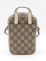 Gucci Ophidia Double Zip Messenger Bag In Gg Supreme Coated Canvas & Mystic White Leather Fw0726wrxdu