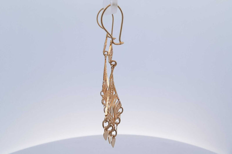 14k Yellow Gold Filigree Dangle Earrings 4.3 Grams Eb1124lcrsa