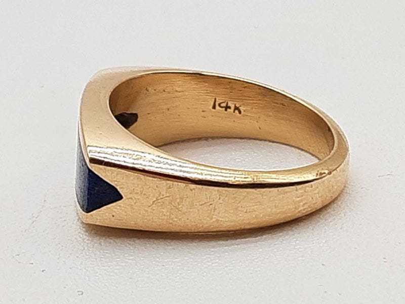 14k Yellow Gold 4.4g Lapis Lazuli Inlay Ring Size 3.25 Do0125oxzde