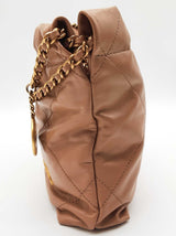 Chanel Mini 22 Beige Quilted Calfskin Leather Bucket Bag Do0525oxzxde