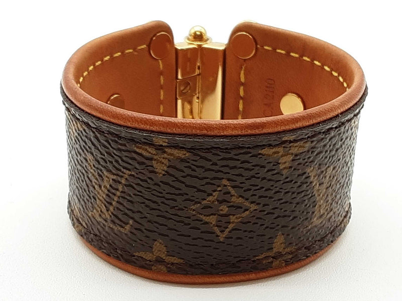 Louis Vuitton Save It Brown Monogram Leather Cuff Bracelet 6 In Do1025crde