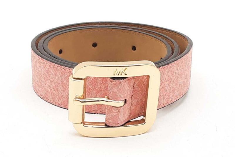 Michael Kors Pink Monogram Belt With Gold Tone Buckle Eb0225oxsa