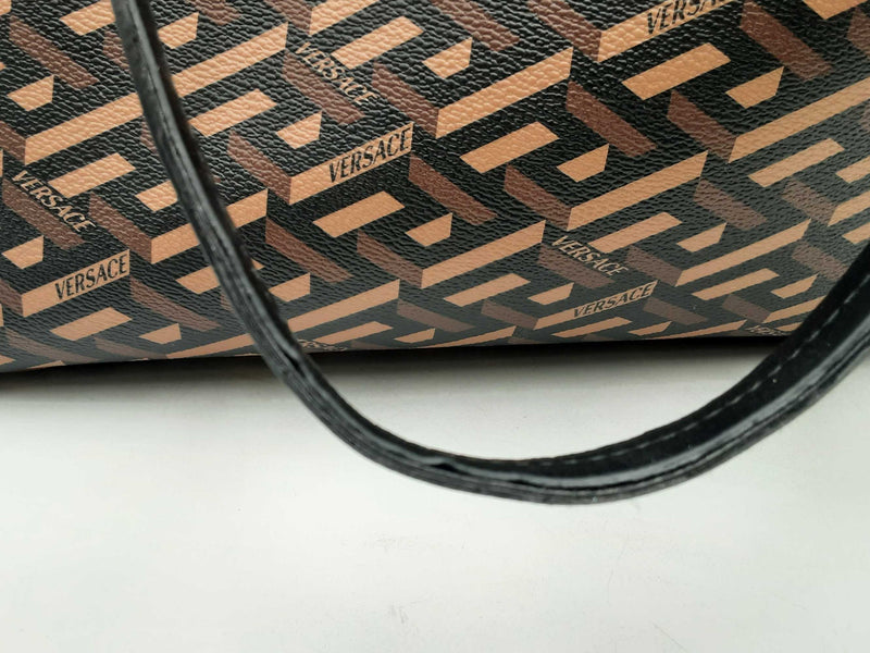 Versace La Greca Medusa Music Signature Shopper Tote Brown Aa0525wxzsa