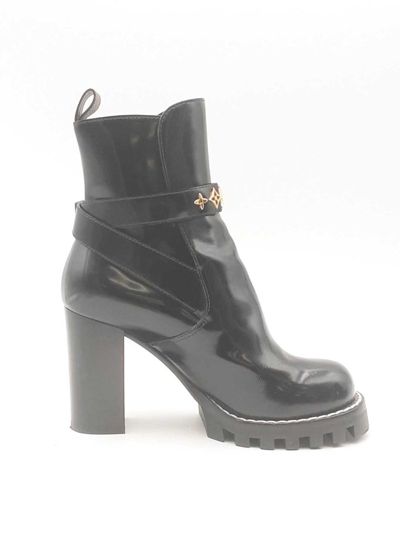 Louis Vuitton Black Patent Leather Star Trail Boots Size 37 Eb0325orxsa