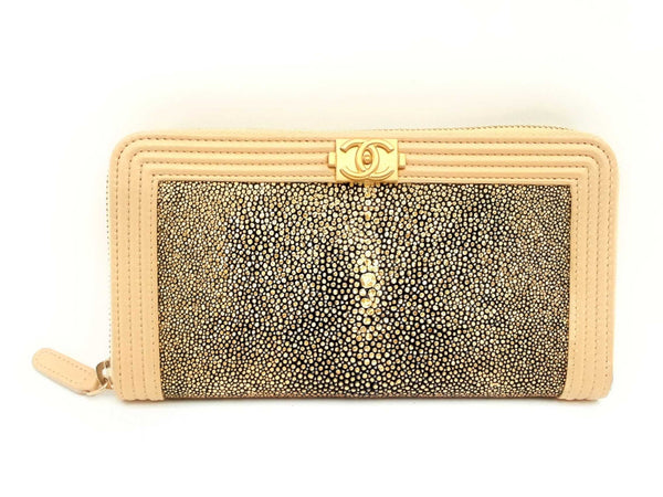 Chanel Metallic Galuchat Stingray Lambskin Wallet Hs0824wrxsa